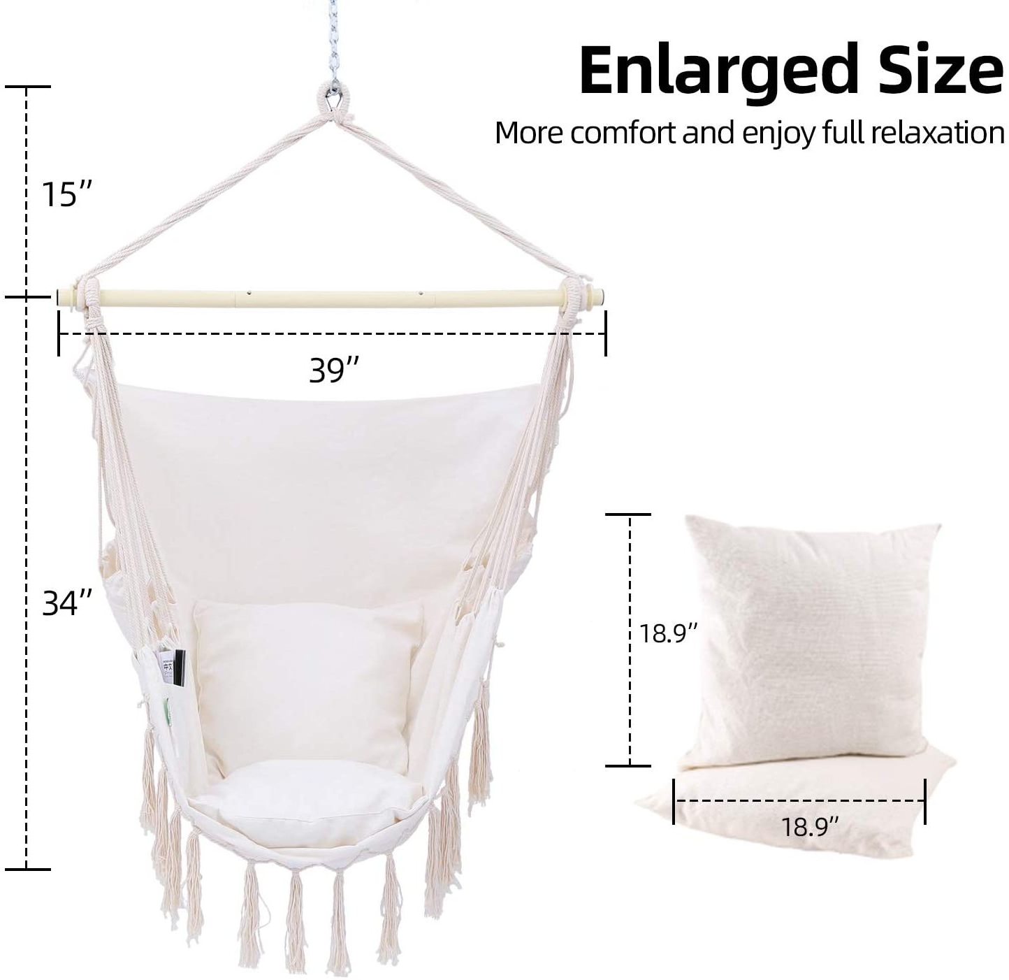 Garden Cotton Fabric Comfort Leisure Life Hanging Chair Park Bedroom Balcony Use Macrame Patio Swing