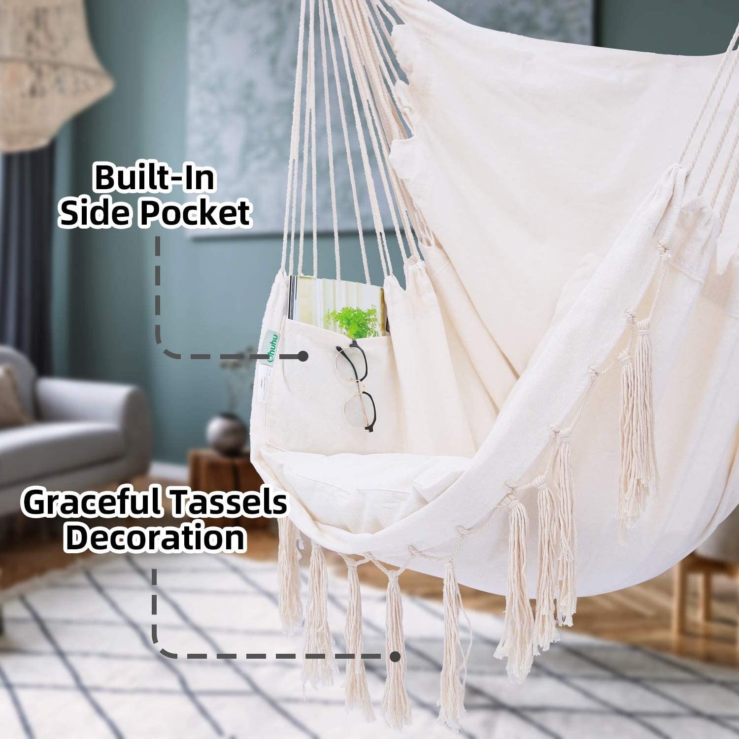 Garden Cotton Fabric Comfort Leisure Life Hanging Chair Park Bedroom Balcony Use Macrame Patio Swing