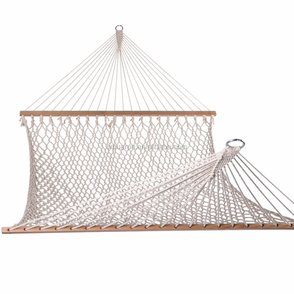 Cotton Rope  Net Hammock Suitable for Indoor and Outdoor Terrace Courtyard Double Solid Wood 2-Child Hammock Hand Made