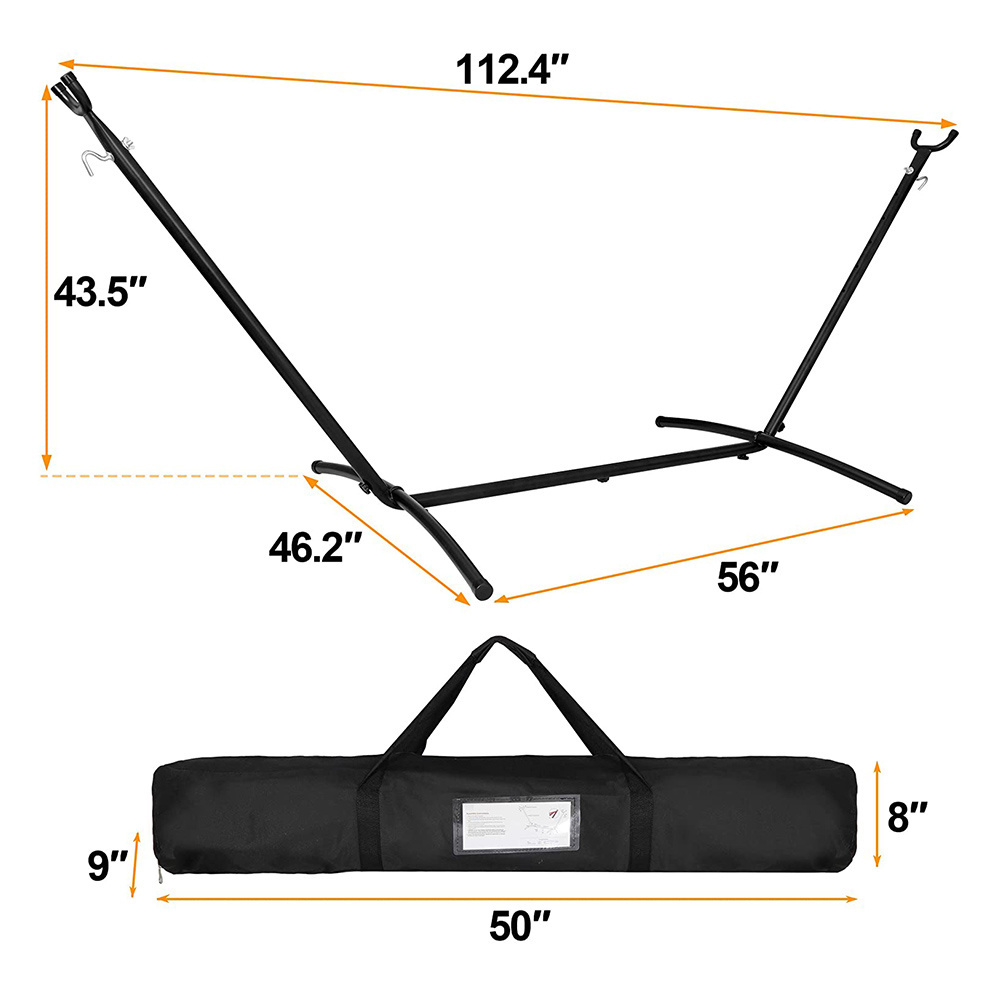 Heavy-Duty Hammock Stand, Includes Portable Carrying Case,Black