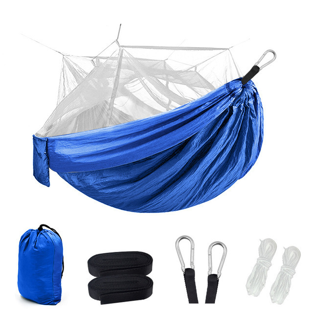 Camping Hammock with Net Double & Single Parachute Lightweight Nylon with Tree Straps for Outdoor Adventures Portable Hammocks