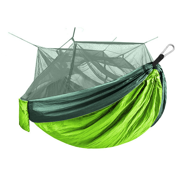 Camping Hammock with Net Double & Single Parachute Lightweight Nylon with Tree Straps for Outdoor Adventures Portable Hammocks