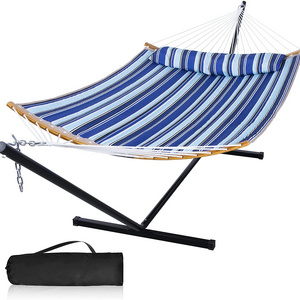 Yard Hammock with Stand 12 Ft 2 Person Hammocks  Freestanding with Curved Spreader Bar, Large Hammock