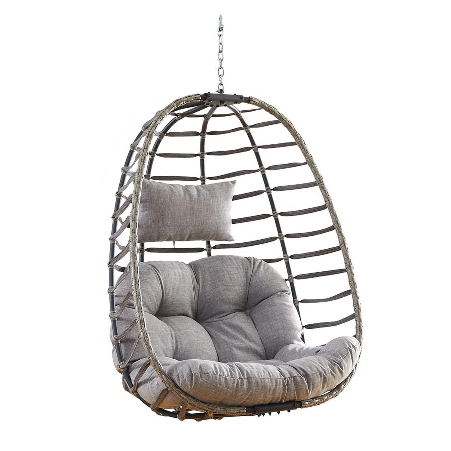 Foldable Wicker Rattan Hanging Egg Chair Without Stand Swing Chair with Cushion and Pillow Lounging Chair  for Indoor Outdoor