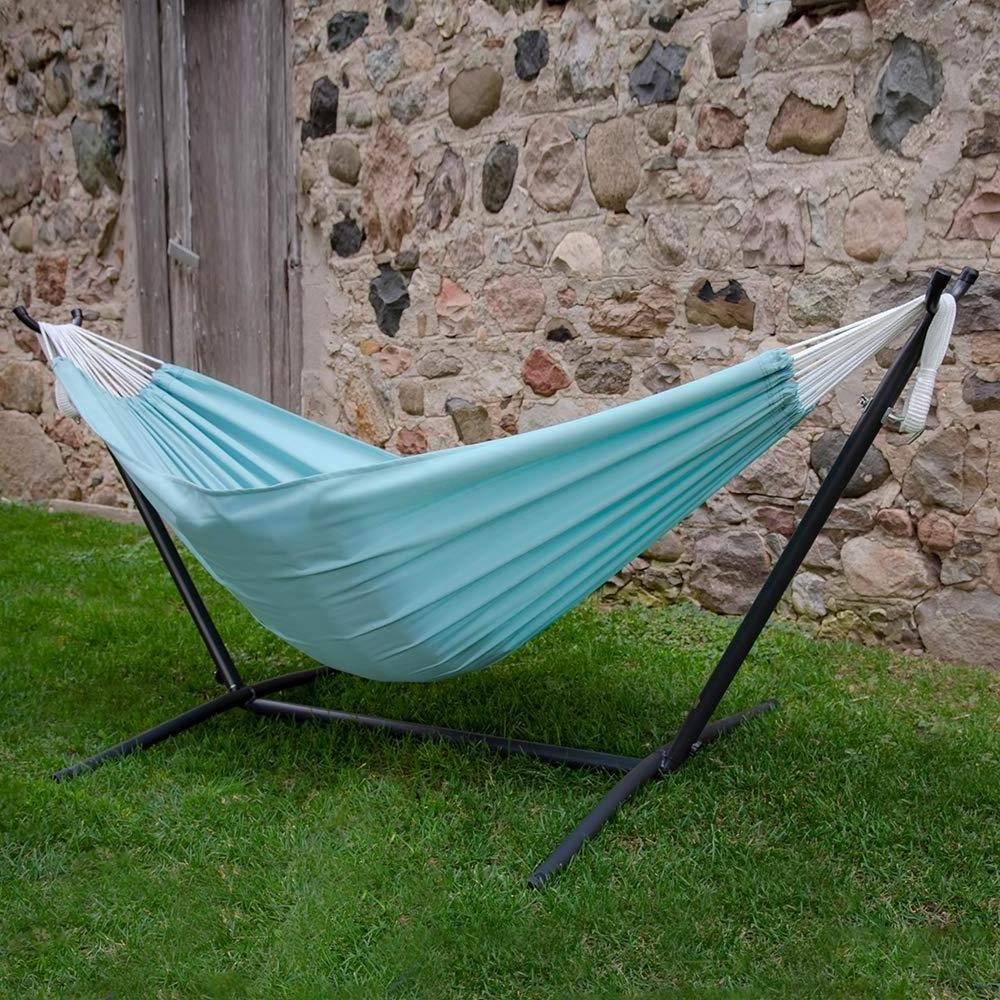 Backyard Porch Outdoor and Indoor Use 10FT Stand Popular Brazilian Canvas Hammock Portable Solid Color Hammock