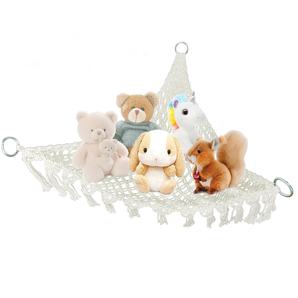 large  style children's toy rope rack hanging corner organizer Plush animal woven hammock