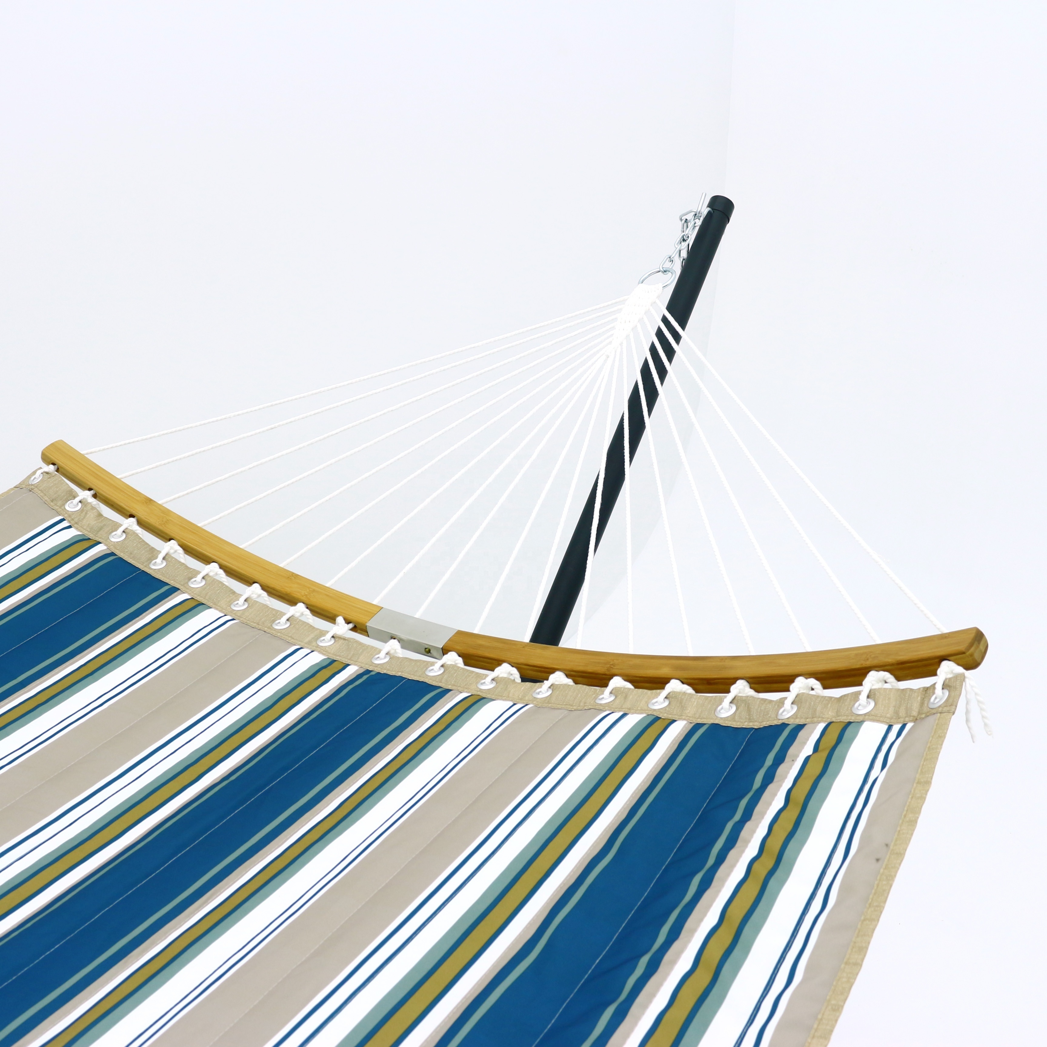 Curved Bamboo Bars Multi Color High Quality Quilted Hammock Colorful Outdoor Stripes Hammock Soft Pillow Hammocks