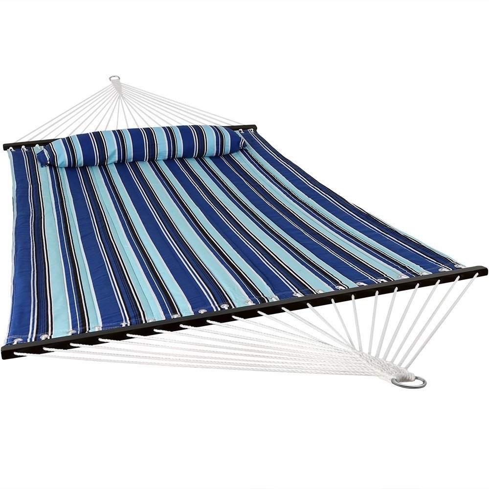 Double Hammock Hammock With Stick  Quilted Fabric 2 Person Portable Hammocks