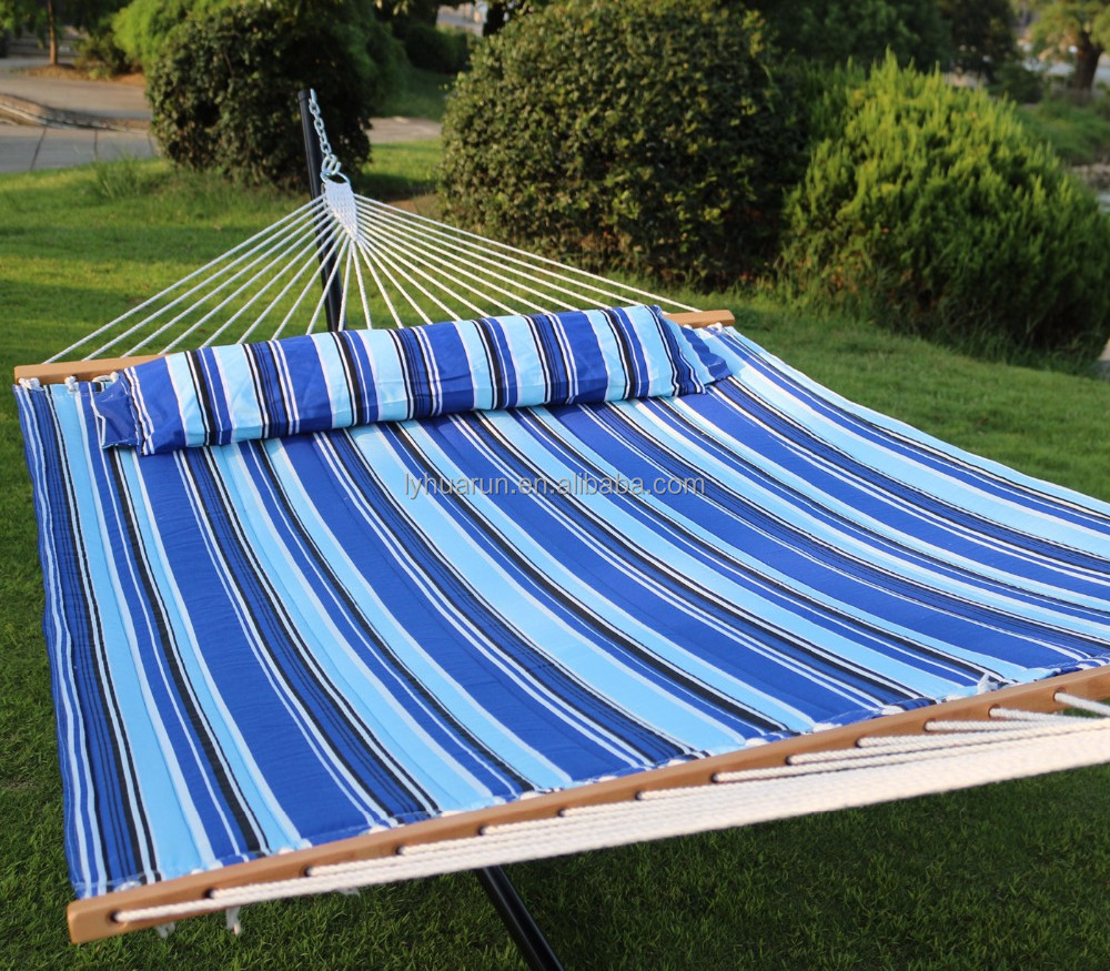 Double Hammock Hammock With Stick  Quilted Fabric 2 Person Portable Hammocks