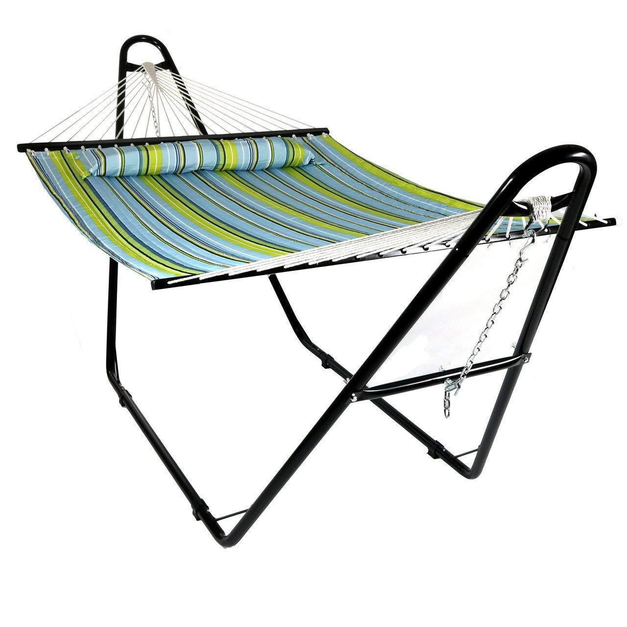 Winter Stripes Quilted Hammock Fabric Outdoor Quilted Fabric Hammock with Pillow and Spreader Bars Hamac hammock