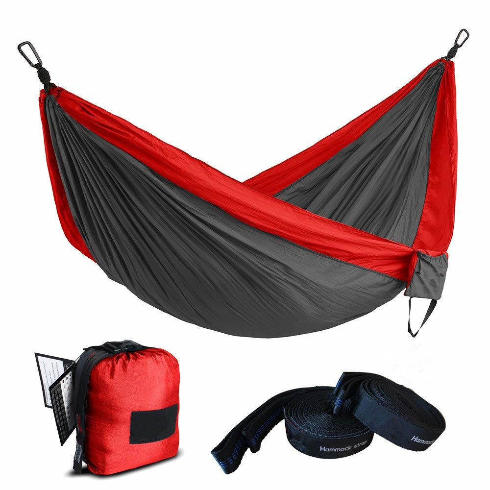 HR Double size outdoor Nylon Hammock , lightweight  carabiner hammock, outdoor camping hammock