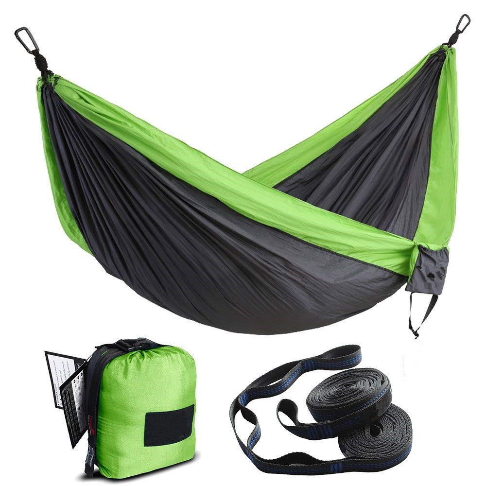 HR Double size outdoor Nylon Hammock , lightweight  carabiner hammock, outdoor camping hammock