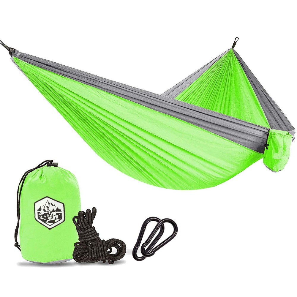 HR Double size outdoor Nylon Hammock , lightweight  carabiner hammock, outdoor camping hammock