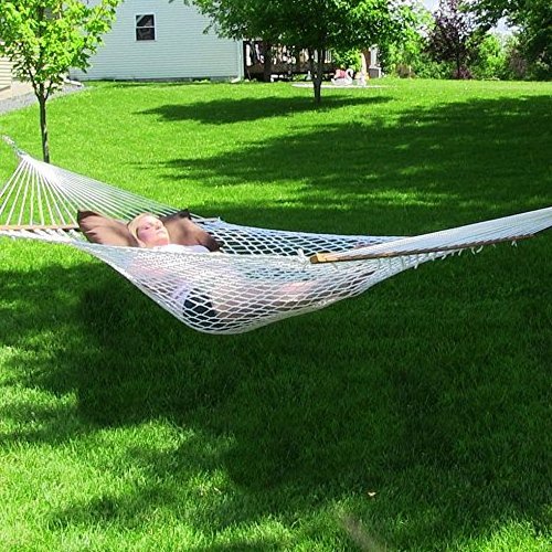 Polyester Rope Hammock With Stand Frame Combe Double Wide Two Person Hammock for Outdoor Patio Yard and Porch