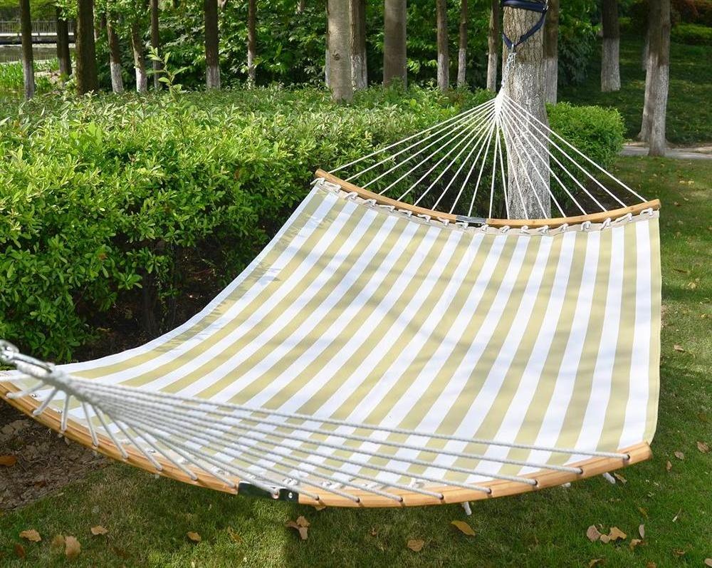 12FT Curved Quick Dry Patio Double Hammock, 2 Person Hammock with Chains and Hooks Outdoor & Indoor Hammock