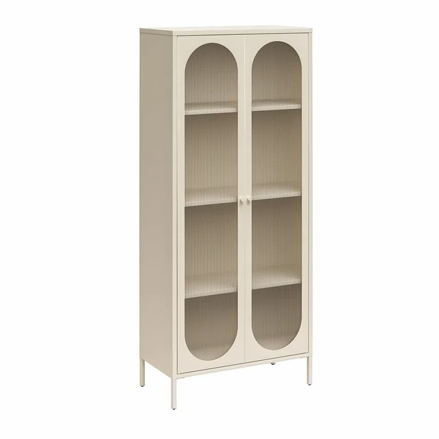 Luoyang Factory Price Kitchen Pantry Storage Cabinet Display Wave Glass Cabinet Metal Storage Cabinet Living Room Furniture