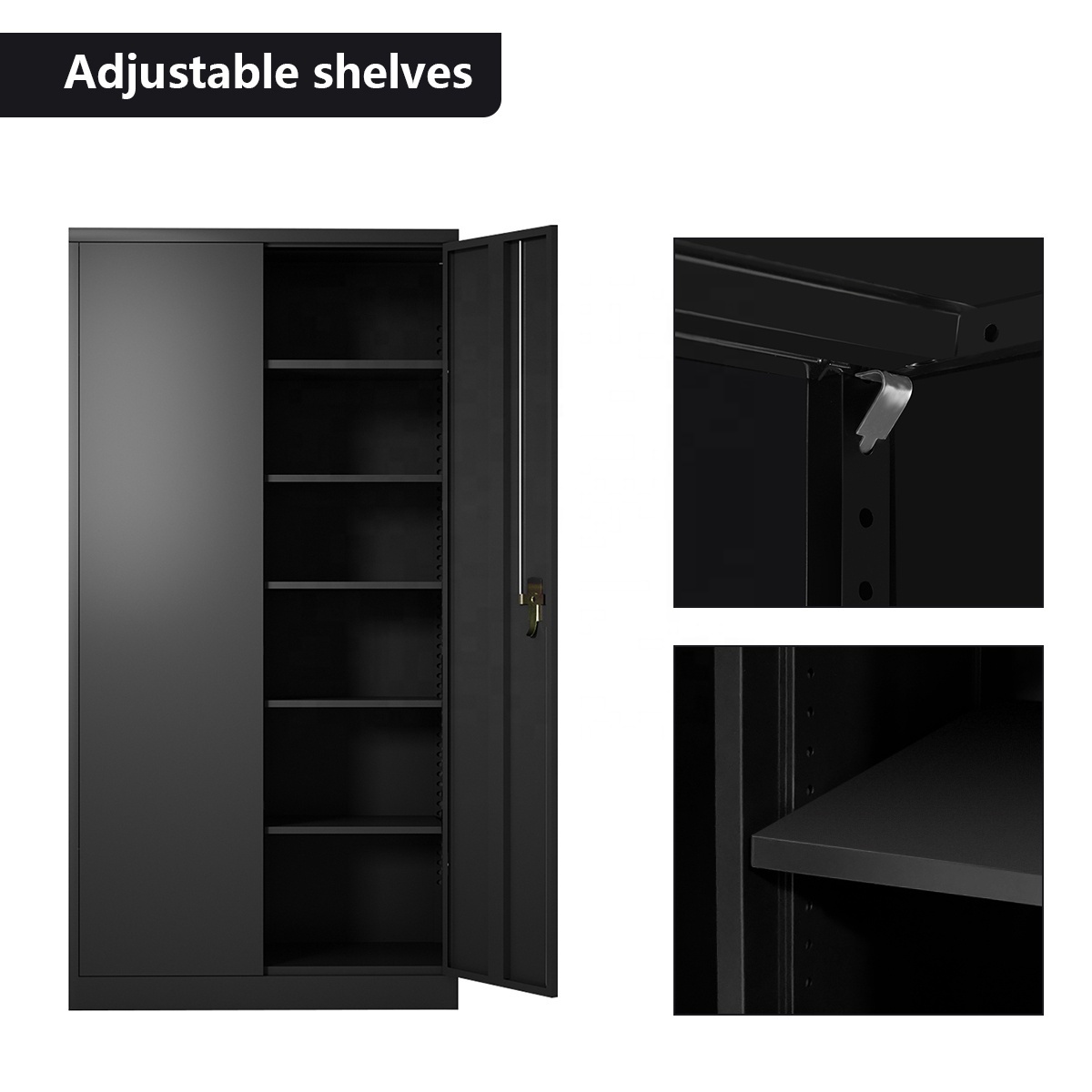 Bedroom Steel Wardrobe Double 2 Swing Doors Metal Clothes Storage Closet