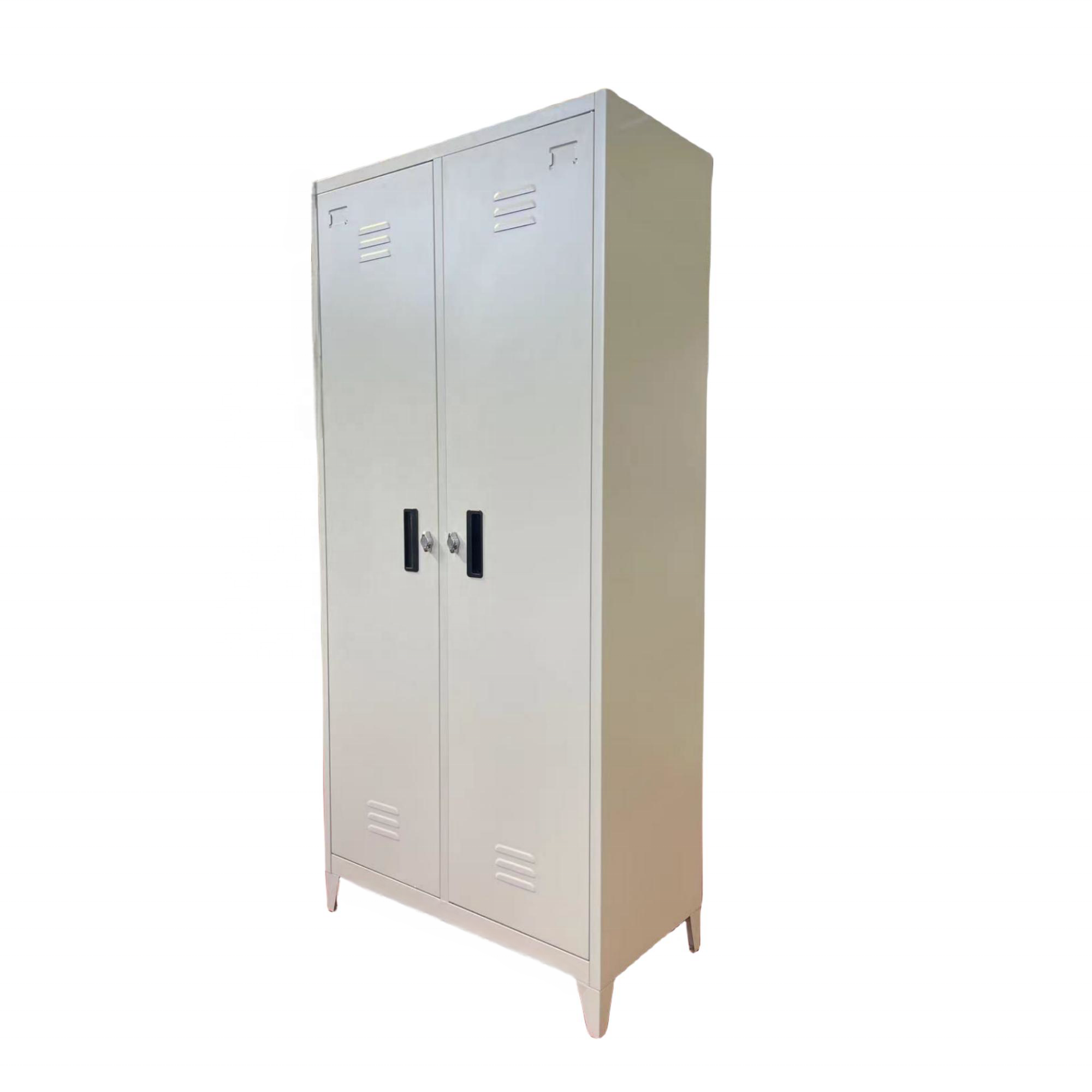 Bedroom Narrow Stand Foot Metal Wardrobe 2 Door Independent Space Steel Clothes Locker with Feet