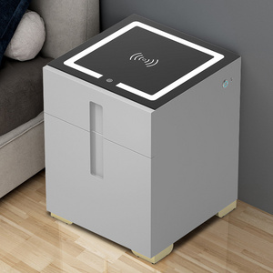 Modern Luxury Bedroom Bedside Cabinet Smart Safe Fingerprint Digital Lock Safe with USB Wireless Charging