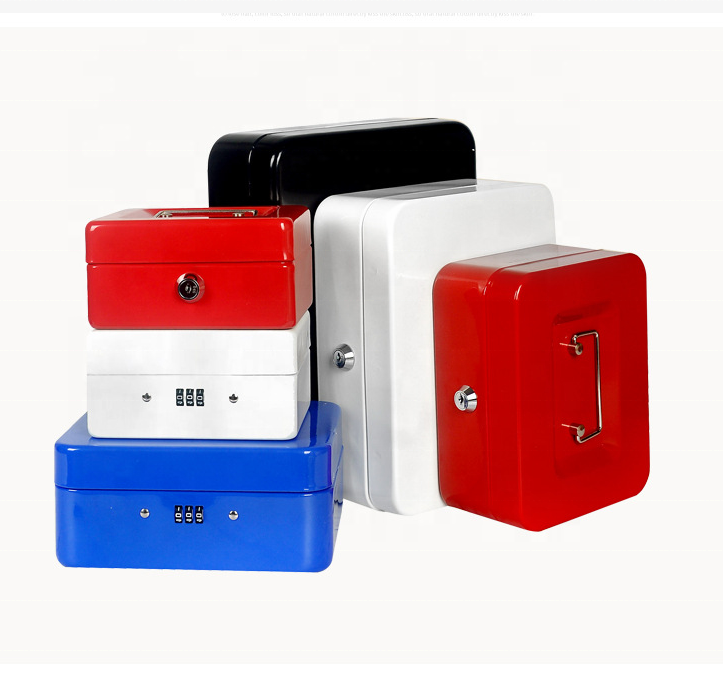 Cash Box With Money Tray Small Metal Lock Box With Key Jewelry Cash Security Storage Organizer Box