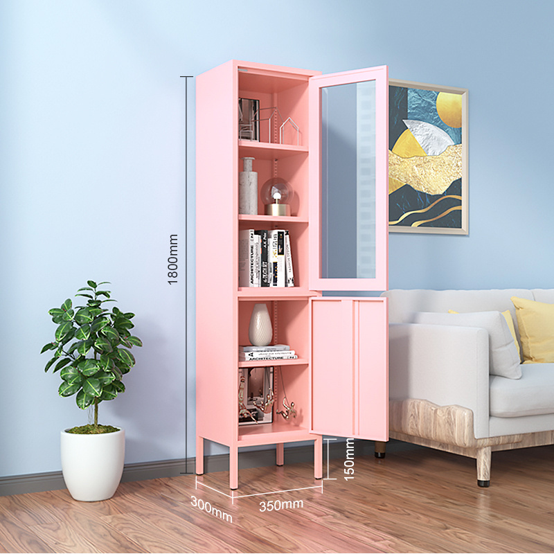 Hot Selling Home High Foot Single Metal Bookcase Single 2 Doors Cabinet Steel Storage Cabinet