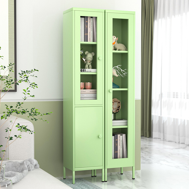 Hot Selling Home High Foot Single Metal Bookcase Single 2 Doors Cabinet Steel Storage Cabinet