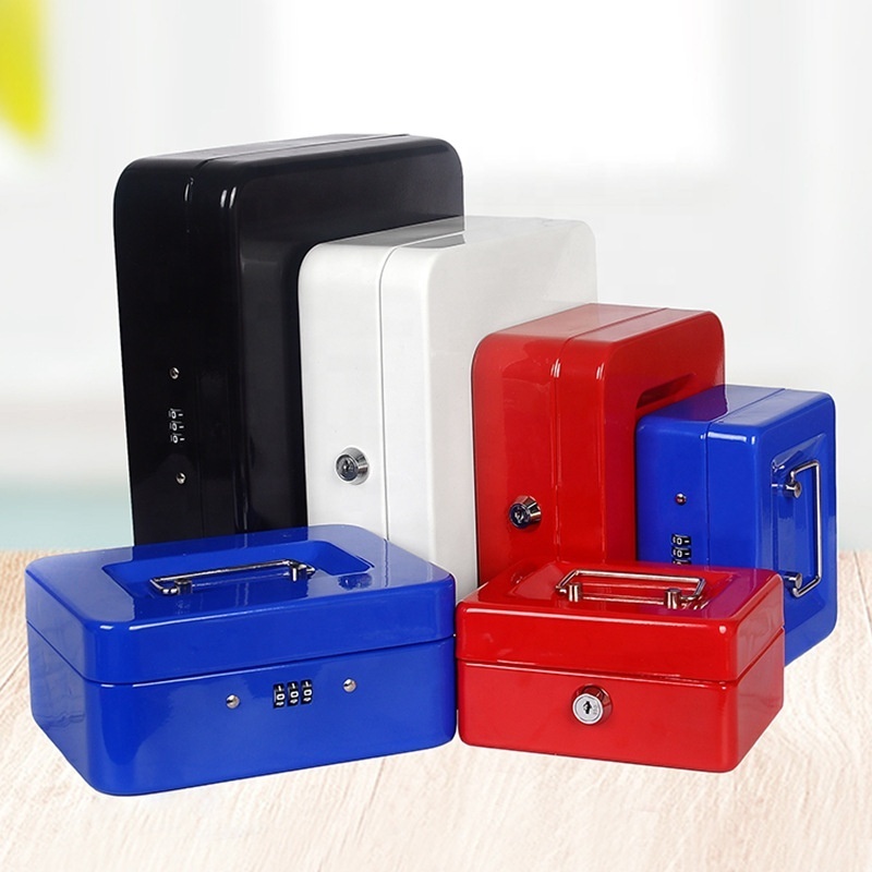 Cash Box With Money Tray Small Metal Lock Box With Key Jewelry Cash Security Storage Organizer Box