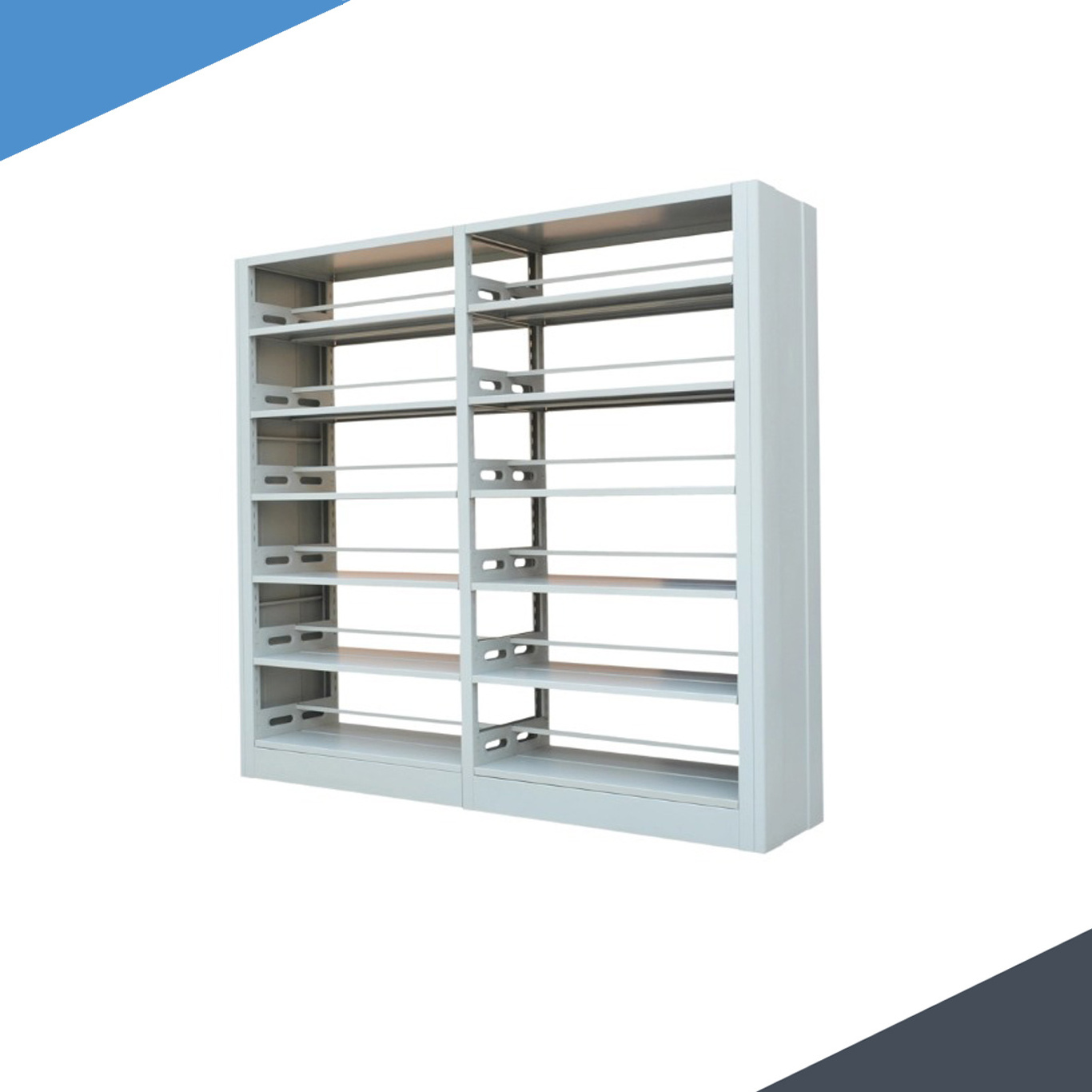 modern steel double side metal bookshelf library shelving