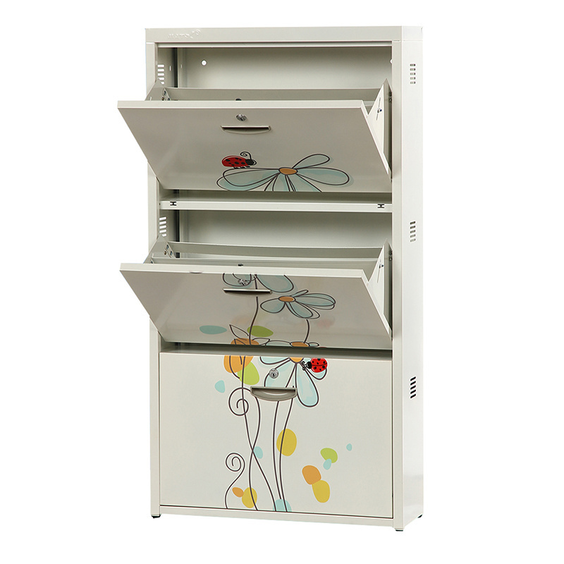 Modern furniture home storage 3 tier steel shoes rack metal shoe cabinet