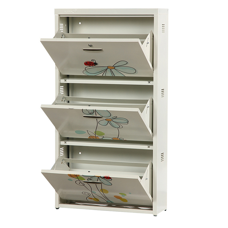 Modern furniture home storage 3 tier steel shoes rack metal shoe cabinet