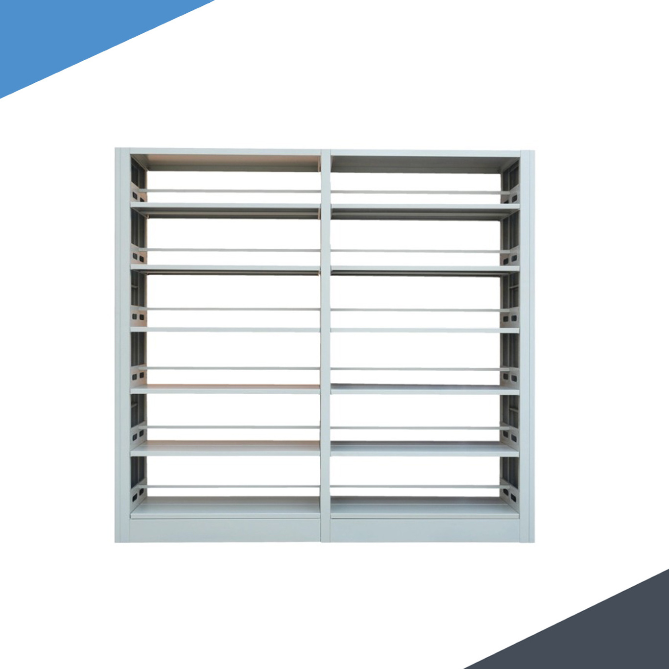 modern steel double side metal bookshelf library shelving