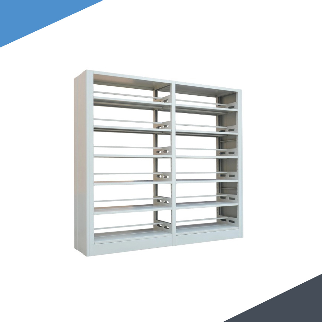 modern steel double side metal bookshelf library shelving