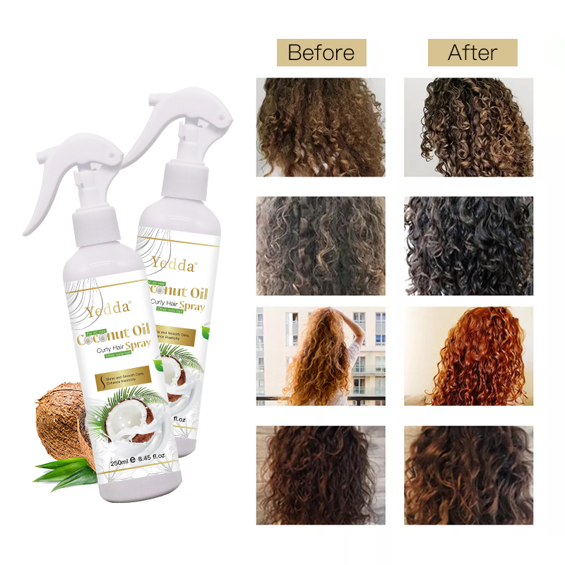 natural coconut oil leave in conditioner spray for curly hair , for dry, split ends, tangled, dull, damaged curls hair