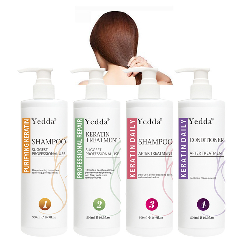 OEM&ODM Formaldehyde Sulfate Free Bio Keratin Brazilian Straightening Smoothing Hair Treatment Shampoo and Conditioner Set