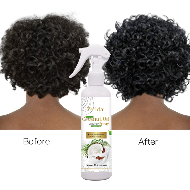 natural coconut oil leave in conditioner spray for curly hair , for dry, split ends, tangled, dull, damaged curls hair