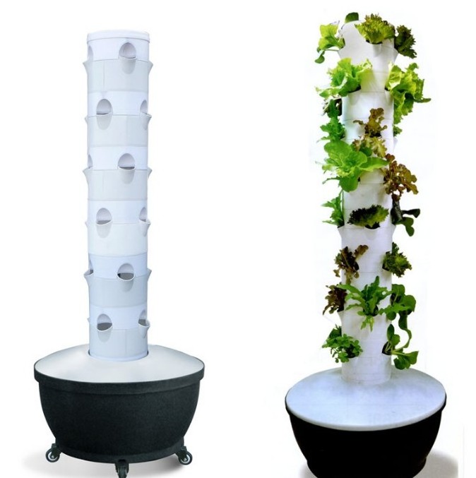 indoor PVC material hydroponic system vertical garden tower without led light