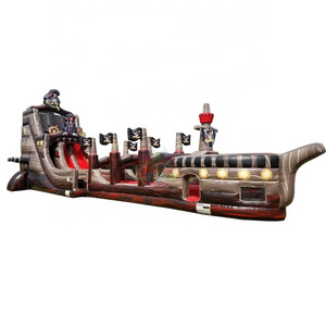 32 Ft Tall Double Lane Water Slide Pirate Ship Bouncy Castle Interactive Sports Combo Inflatable Slides With Pool