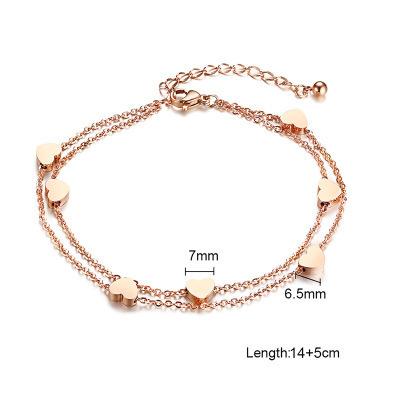 Simple Heart Female Stainless Steel Anklets Barefoot Crochet Sandals Foot Jewelry New Anklets On Foot Ankle Bracelets For Women