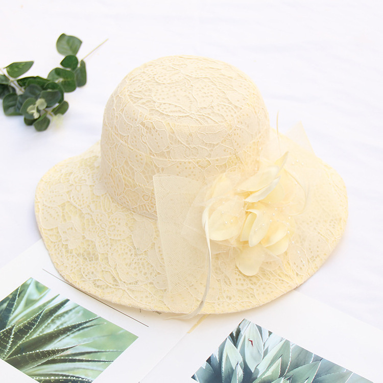 Gattara Wedding Hats Church Sun Protection Luxury Oversized Floral Wide Brim Breathable Women'S Beach Hat Outdoor Sun Hat