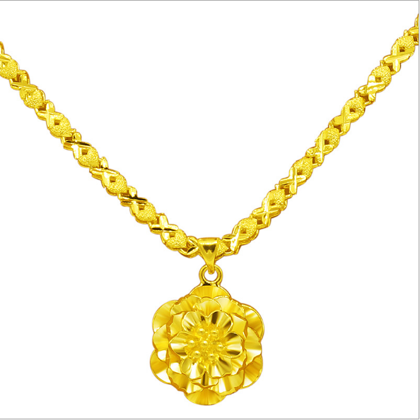 Vietnam Sand Gold Necklace Female No Really Gold 999 Thick Genuine Plated 24K Pendant Jewelry