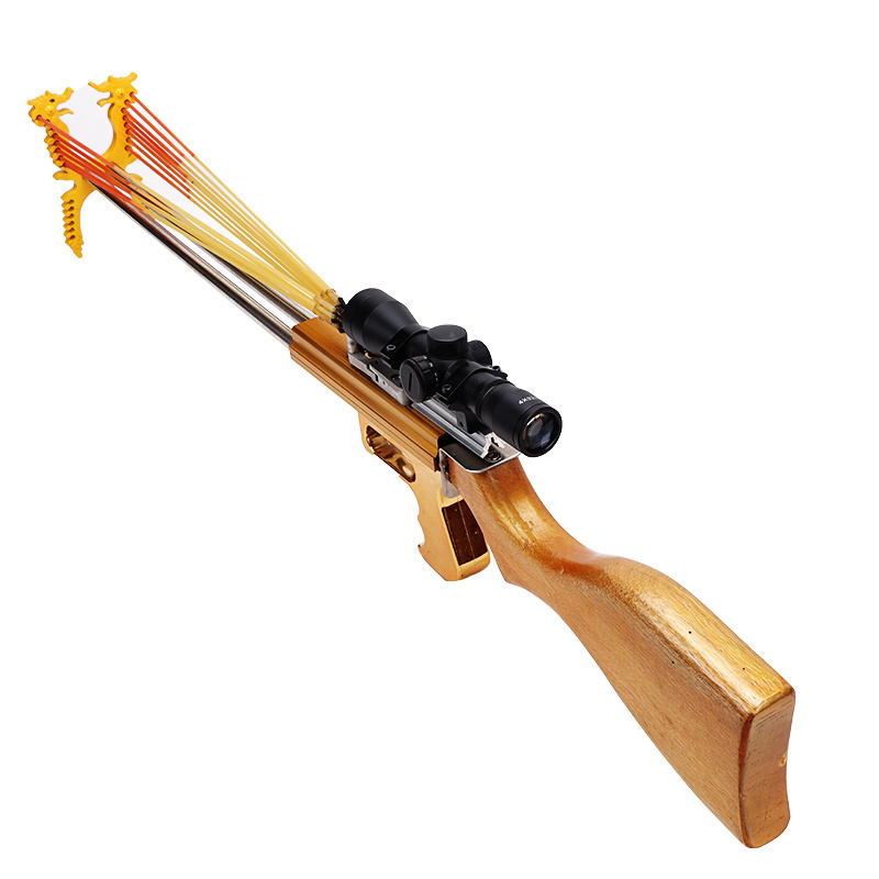 2023 best seller rubber band catapult outdoor  gun laser slingshot hunting  wooden slingshot