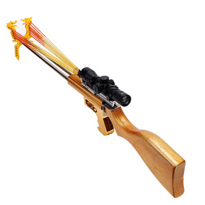 wholesale rubber band laser carved gun slingshot outdoor catapult gun wooden slingshot  hunting toys  for sale