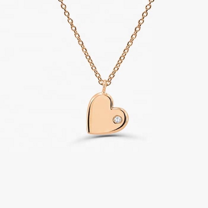 Simple heart necklace for girl 925 jewellery pendant zircon gold plated small heart pendent necklace