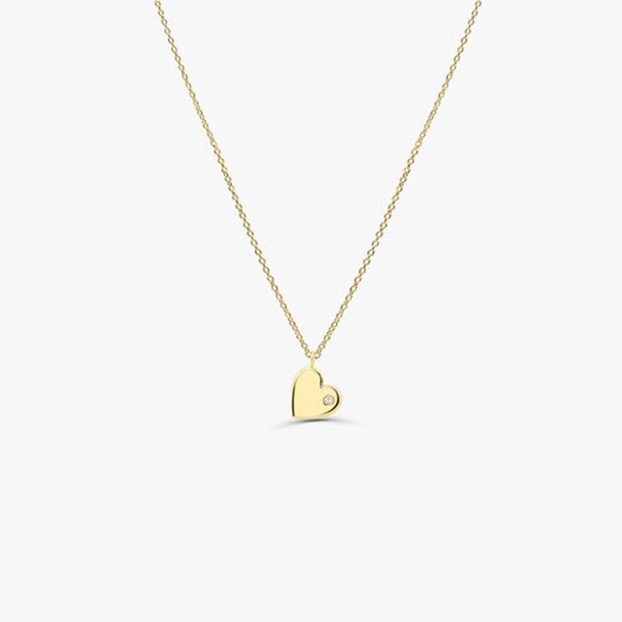 Simple heart necklace for girl 925 jewellery pendant zircon gold plated small heart pendent necklace