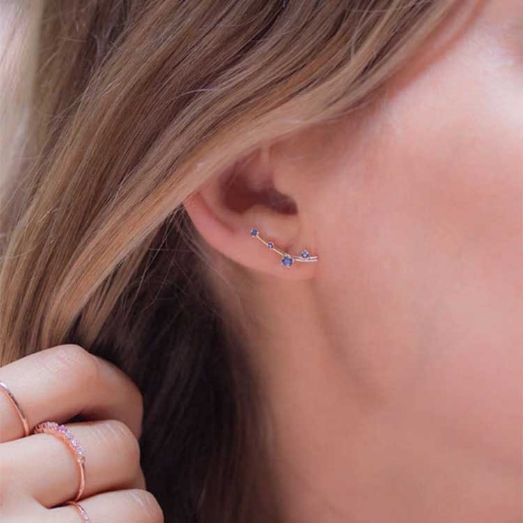 Simple silver jewelry 925 sterling blue cz stud earring round diamond stud fine jewelry earrings