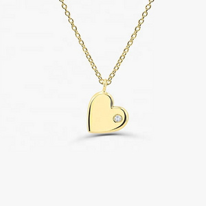 Simple heart necklace for girl 925 jewellery pendant zircon gold plated small heart pendent necklace