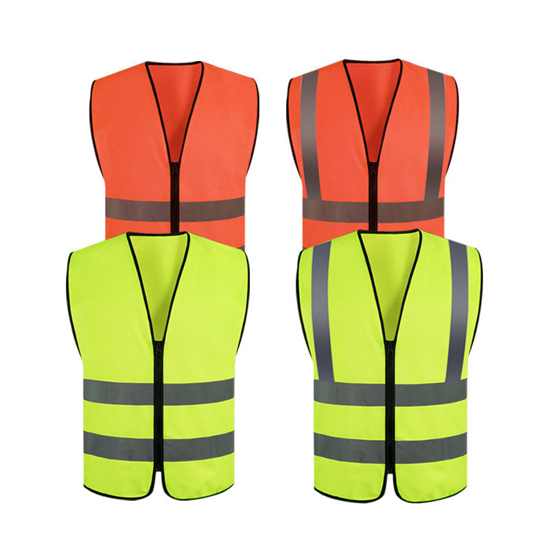 Zipper Design Construction Reflective Hi Vis Protective Workwear Hi Vis Work Safety Vest With No Pockets