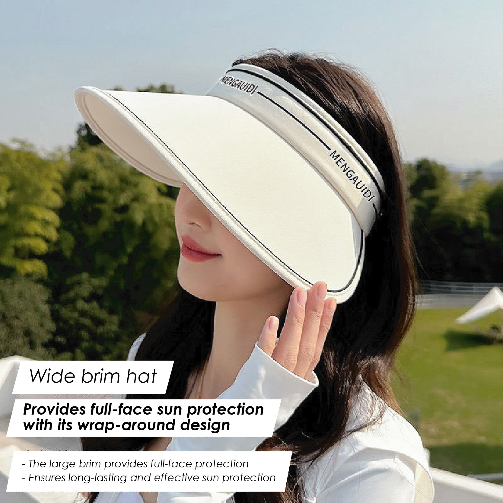 Fashionable New Style Large Brim Sun Protection Open Top Hats for Women Shading Outdoor Sports Sun Visor Hats for Summer Beach