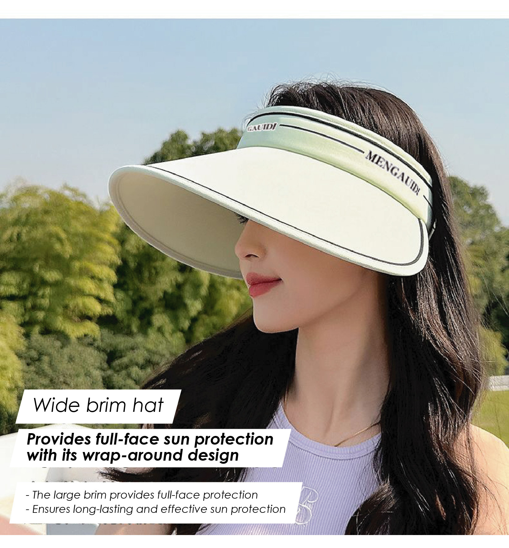 Fashionable New Style Large Brim Sun Protection Open Top Hats for Women Shading Outdoor Sports Sun Visor Hats for Summer Beach