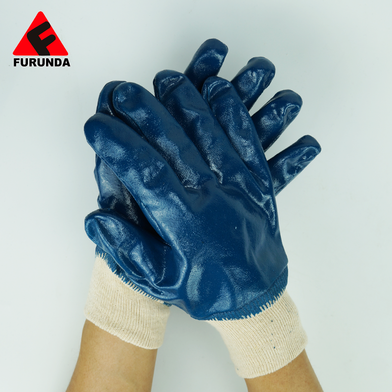 Nitrile Fully Coated Work Gloves Safety Cuff Safety Gloves with Jersey Liner Oil Resistant Industrial Working Gloves